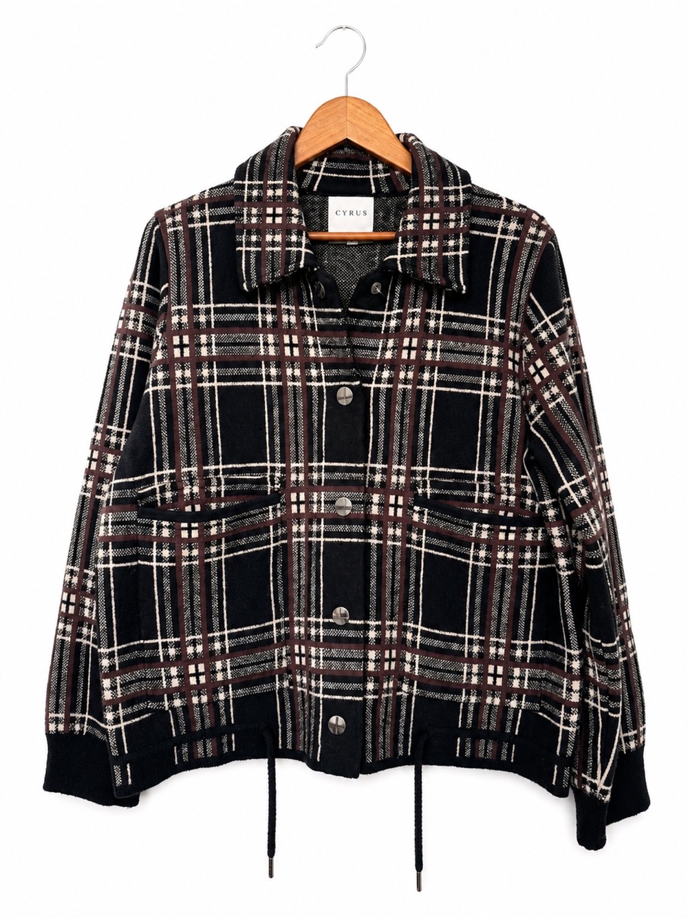 Cyrus Black, Brown & Cream Plaid Utility Jacket